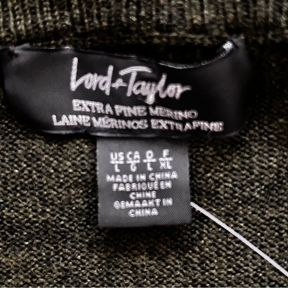 Lord & Taylor Olive Scoop Neck Merino Wool Sweater - Picture 4 of 8